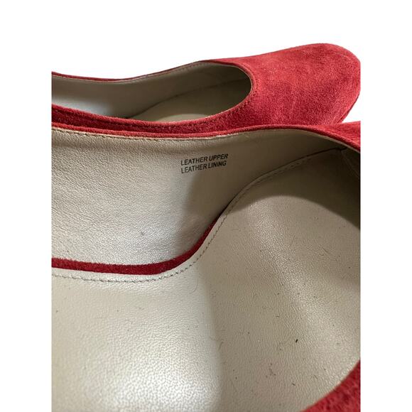 Via Spiga women's red suede‎ round toe pump heels size 8.5 - Picture 5 of 9